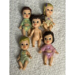 Quints MGA Miniature Baby Doll Set Outfits Two boys Three girls 3"